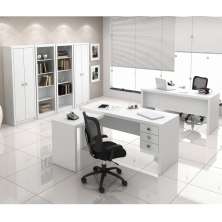 Conjunto Escritório Completo 06 Peças CJ27 Branco Tecno Mobili