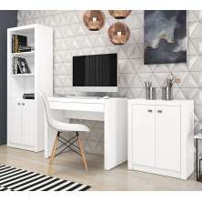 Conjunto Escritório Completo 3 Peças CJ17 Branco Tecno Mobili