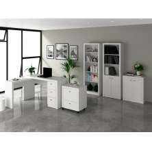 Conjunto Escritório Completo 5 Peças CJ2 Branco Tecno Mobili