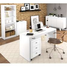 Conjunto Escritório Completo 5 Peças CJ20 Branco Tecno Mobili