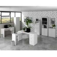 Conjunto Escritório Completo 6 Peças CJ4 Branco Tecno Mobili