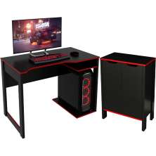Conjunto Mesa E Armario Gamer ME4161XME4164 Preto Vermelho Tecno Mobili