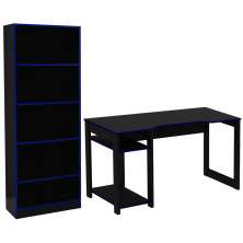 Conjunto Mesa e Armario Gamer ME4141 ME4152 Preto Azul Tecno Mobili