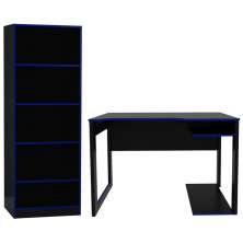 Conjunto Mesa e Armario Gamer ME4141 ME4161 Preto Azul Tecno Mobili