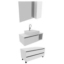 Conjunto Para Banheiro Armarios Com Cuba BN1 Branco Tecno Mobili
