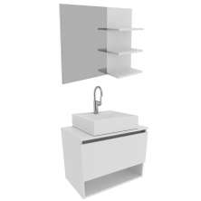Conjunto Para Banheiro Armarios Com Cuba E Espelho BN5 Branco Tecno Mobili