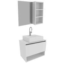 Conjunto Para Banheiro Armarios Com Cuba E Espelho BN6 Branco Tecno Mobili