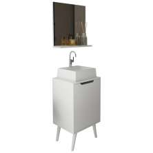 Conjunto Para Banheiro Gabinete Com Cuba e Espelheira Branco BN3630x41x42 Tecno Mobili
