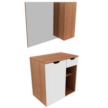 Conjunto Para Banheiro Gabinete E Espelheira BN3605x02 Amendoa Branco Tecno Mobili