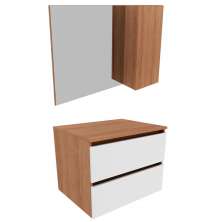 Conjunto Para Banheiro Gabinete E Espelheira BN3607x02 Amendoa Branco Tecno Mobili