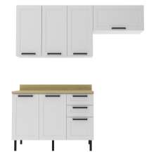 Cozinha Modulada 4 Pecas MDF 200cm Tecno Mobili Branco Carvalho Tecno Mobili