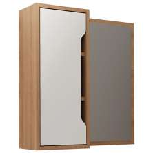 Espelheira Para Banheiro 60 cm 1 Porta BN3648 Amendoa Branco Tecno Mobili