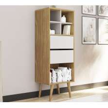 Estante Alta Para Sala 02 Gavetas E1716 Natural Off White Tecno Mobili