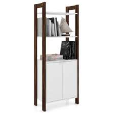 Estante Livreiro Multiuso Multiuso 2 Portas AZ1009 Branco/Nogal - Tecno Mobili