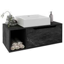 Gabinete 1 Porta Com Cuba Para Banheiro BN3600x44 Marmore Lunar Tecno Mobili