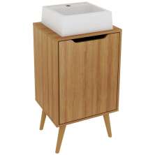 Gabinete 1 Porta Com Cuba Para Banheiro BN3630x41 Amendoa Tecno Mobili