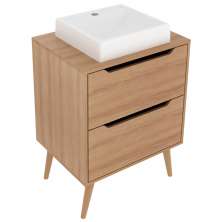 Gabinete 2 Gavetas Com Cuba Para Banheiro BN3600x39 Amendoa Tecno Mobili