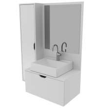 Gabinete Com Cuba E Espelho Para Banheiro BN3600x04 Branco Tecno Mobili