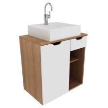 Gabinete Com Cuba Para Banheiro BN3600x05 Amendoa Branco Tecno Mobili