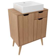Gabinete Com Cuba Para Banheiro BN3600x37 Amendoa Tecno Mobili