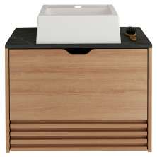 Gabinete Com Cuba Para Banheiro BN3630x13 Amendoa Marmore Lunar Tecno Mobili
