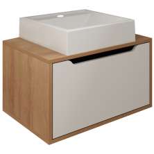 Gabinete Com Cuba Para Banheiro BN3630x46 Amendoa Branco Tecno Mobili