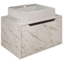 Gabinete Com Cuba Para Banheiro BN3630x46 Marmore Branco Tecno Mobili