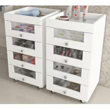 Kit 02 Carrinhos Organizador De Maquiagem PE2009 Branco Tecno Mobili
