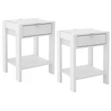 Kit 02 Mesas de Cabeceira com Tomada 1 Gaveta AZ1016 Branco Tecno Mobili