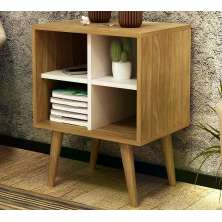 Mesa De Apoio Lateral 04 Nichos E1720 Natural Off White Tecno Mobili