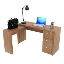 Mesa Em L Para Escritório 3 Gavetas ME4101 Amêndoa - Tecno Mobili