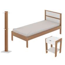Quarto Solteiro 3 Peças CM8004 AZ1016 AZ1018 QT1 Amendoa Branco Tecno Mobili
