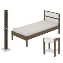 Quarto Solteiro 3 Peças CM8004 AZ1016 AZ1018 QT1 Nogal Branco Tecno Mobili
