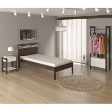Quarto Solteiro 3 Peças CM8010 AZ1016 AZ1011 QT11 Nogal Branco Tecno Mobili