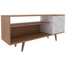 Rack Para TV 42 Pol 136 cm 1 Porta R1486 Amendoa Marmore Branco Tecno Mobili