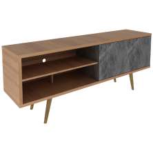 Rack Para TV 55 Pol 160 cm 2 Portas R1482 Amendoa Marmore Lunar Tecno Mobili