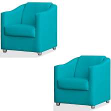 Kit 2 Poltronas para Escritório e Salão de Beleza Luiza Suede Azul Turquesa