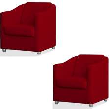Kit 2 Poltronas para Escritório e Salão de Beleza Luiza Suede Vermelho