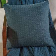Capa de Almofada Decorativa Waffle 100% Algodão 45x45cm Azul Cobalt