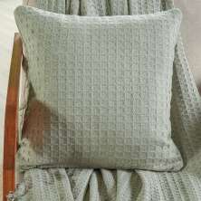 Capa de Almofada Decorativa Waffle 100% Algodão 45x45cm Verde Alfafa