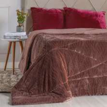 Edredom Queen Plush Sense New Dupla Face Toque Flannel 230X250cm Cognac