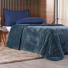Edredom Solteiro Plush Sense Dupla Face 100% Poliéster 160x220cm Azul Cobalt