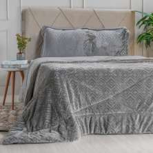 Edredom Solteiro Plush Sense New Dupla Face Toque Flannel 160x220cm Nanquim