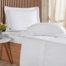 Jogo de Cama King 4 Pçs Ricamo 300 Fios 100% Algodão 193x203x40cm Branco