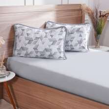 Jogo de Cama Queen 3 Pçs Malha Premium 145g/m² 100% Algodão 158x198x35cm Geometria