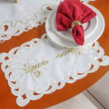 Kit 4 Lugar Americano Toalha de Bandeja Natalina Bordada 30x45 Lumier