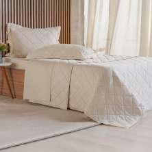 Kit Colcha Casal 3 Pçs Ricamo 300 Fios 100% Algodão 220x240cm Biscuit