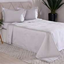 Kit Colcha Casal Satinatta Cetim Toque Pele de Pessego 220x240cm Níquel