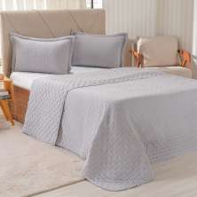 Kit Colcha Queen Santorini New 240x260cm Platina
