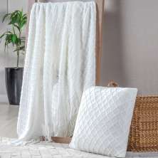 Manta Tricot Style Decorativa 127x152 Toque Super Macio Branco